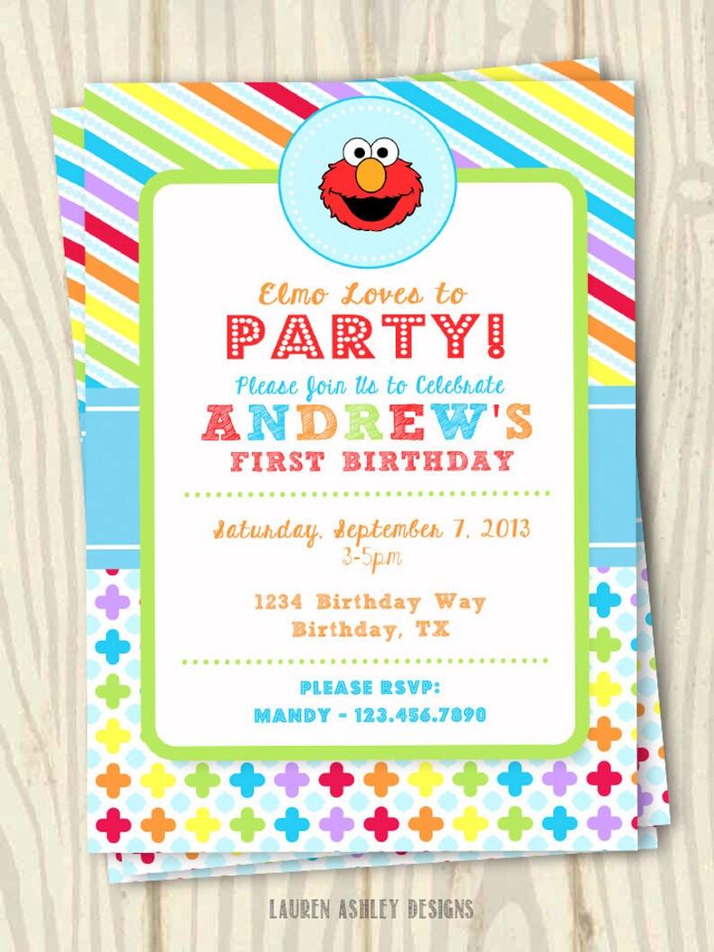 Elmo Theme Birthday Party Invitation 5x7 Etsy