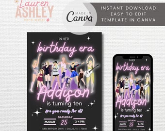 Editable In My Birthday Era Invitation, Eras Invitation, Trendy Invite, Taylor Invitation, Birthday Era Invitation, Taylor Eras Invite