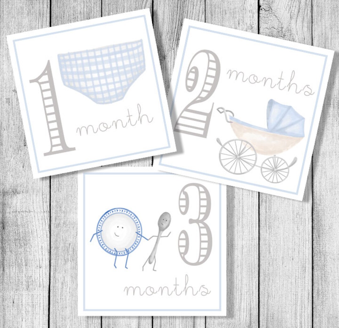 Baby Boy Watercolor Milestone Cards - INSTANT DOWNLOAD - Etsy
