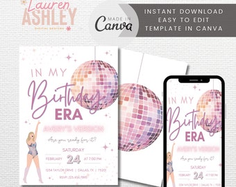 Editable In My Birthday Era Invitation, Eras Invitation, Trendy Invite, Birthday Era Invitation, Taylor Invite, Taylor Eras Invite, Template