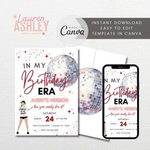 Editable In My Birthday Era Invitation, Eras Invitation, Taylor Invitation, Girls Birthday Era Invitation, Template, Taylor Eras Invite