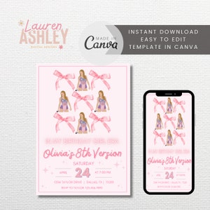 Editable In My Birthday Era Invitation, Eras Invitation, Preppy Coquette Invite, Birthday Era Invitation, Taylor Invite