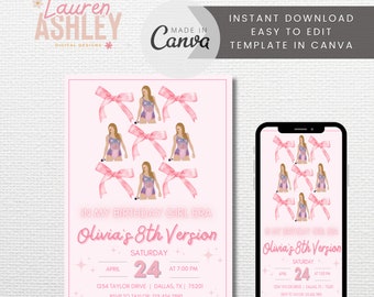 Editable In My Birthday Era Invitation, Eras Invitation, Preppy Coquette Invite, Birthday Era Invitation, Taylor Invite