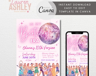 Editable In My Birthday Era Invitation, Eras Invitation, Trendy Invite, Birthday Era Invitation, Taylor Invite, Taylor Eras Invite, Template