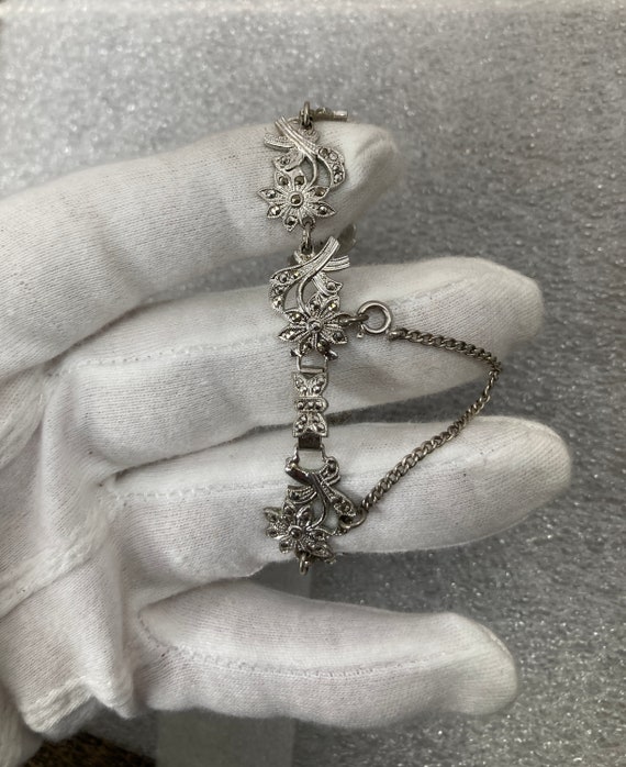 Stunning sterling silver floral bracelet with saf… - image 8