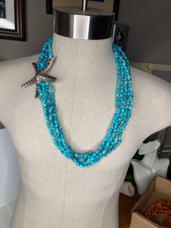 Magnificent kingman turquoise and sterling starfis