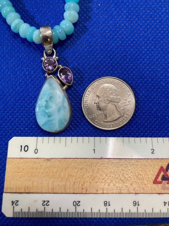 Larimar choker necklace with amethyst highlights … - image 8