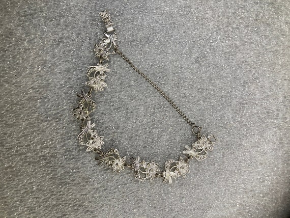 Stunning sterling silver floral bracelet with saf… - image 2