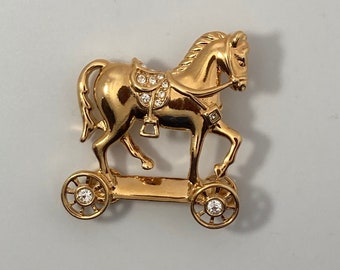 Smithsonian rolling horse  vintage brooch