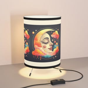 Bohemian Tripod Lamp - Dreamy Moonlit Shade, Home Decor, Gift for Dreamers, Nightlight, Unique Lighting