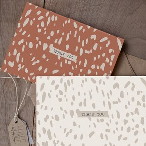 Ensemble de 5 cartes de remerciement - points simples - Cartes de motif d’impression animale