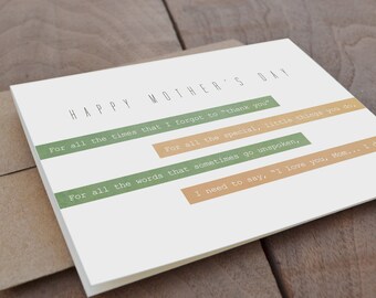 Feliz día de la madre tarjeta - tarjeta - moderno menta verde melocotón a rayas rústico