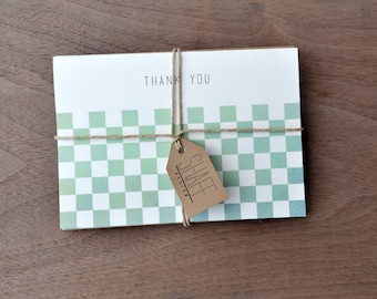 Tablero rústico gracias cartas - juego de tarjetas Gracias Pastel geométrico - menta amarillo tarjetas