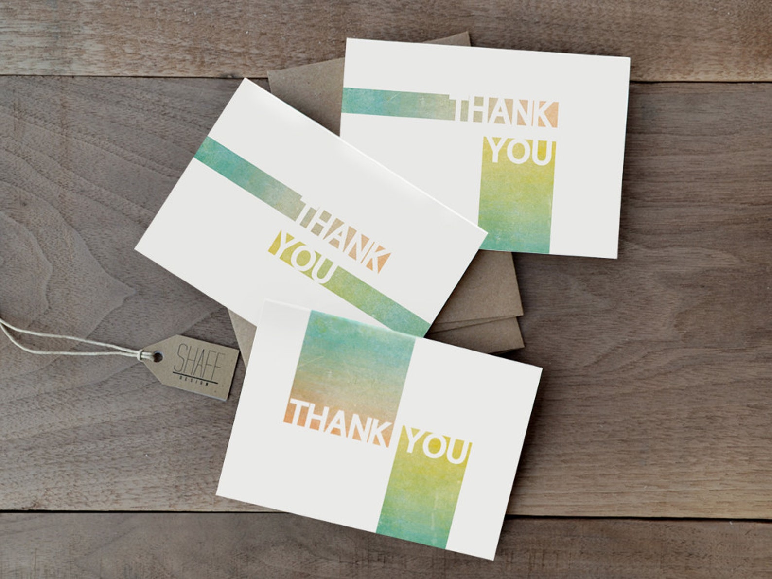 Rustic Geometric Thank You Cards Pastel Mint Thank You Card Set Modern