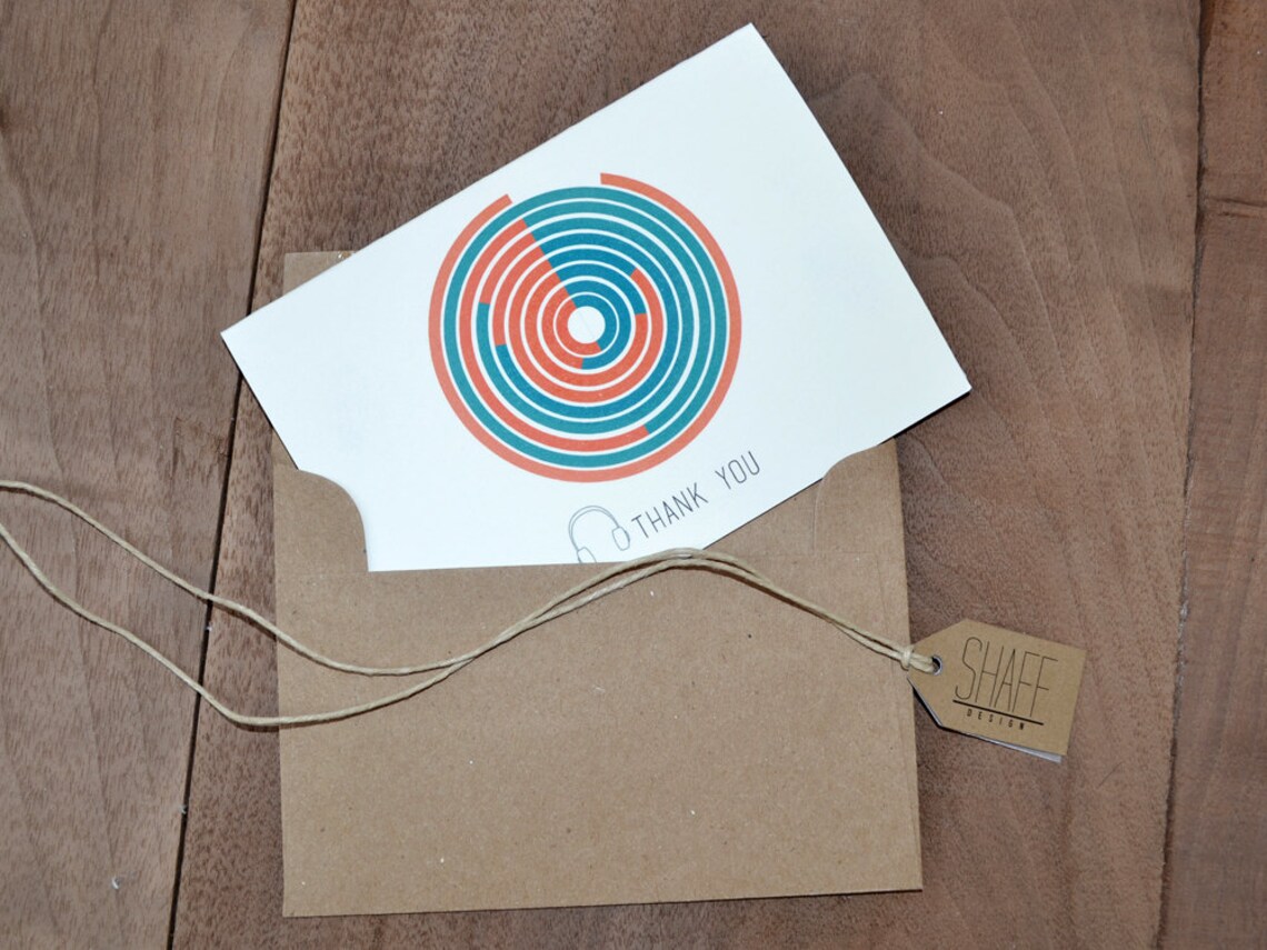 Colorful Circles Note Cards, Music Cards, Simple Thank You Note Cards ...