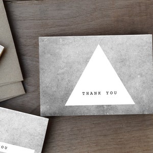 Set of 6 rustic geometric thank you cards - Black and white cards - minimal modern thank you cards