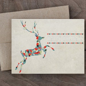Christmas renifer Card-Wesołych Świąt-Wesołych Świąt-karta kolorowa geometryczna renifer Christmas Card