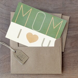 Feliz día de la madre tarjeta - mamá te amo tarjeta - moderno rústico verde melocotón tarjeta de la menta