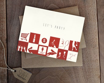 ¡ Fiesta tarjetas - tarjeta de invitacion de fiesta conjunto - damero invitación tarjeta de sistema