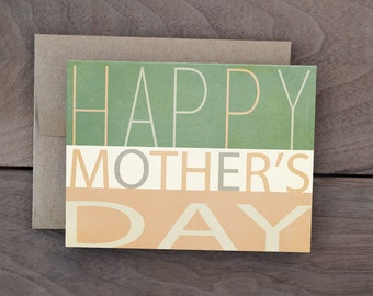 Feliz día de la madre tarjeta - rústico simple - moderna tarjeta de melocotón menta verde