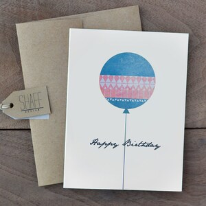 Handgemachte Geburtstagskarte - rustikale Balloon Geburtstagskarte - bunte Stammes-Ballon Geburtstagskarte - Yellow-blue-card