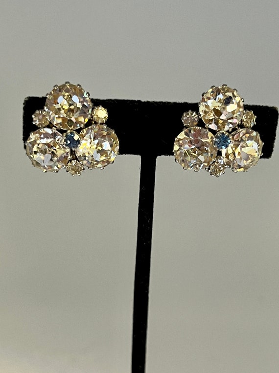 Vintage Weiss Rhinestone Earrings, Large Weiss Rhinestone Heart