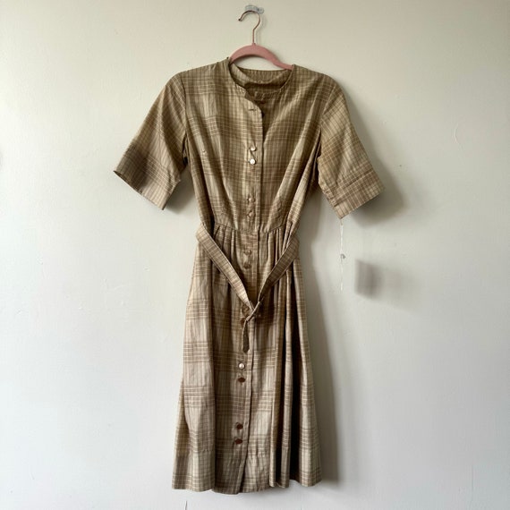 brown and cream gingham dress Brown Gingham Heidi Midi Dress main image 0