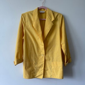 Vintage Women&#39;s Yellow Lightweight Boxy Blazer, Jacket, 1980s, Simple, LG