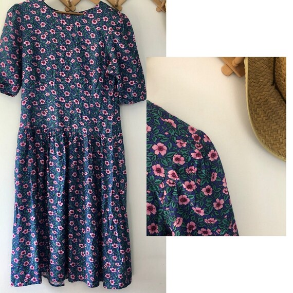 Vintage Floral Dress, 80s Flower Dress, Small Flo… - image 3