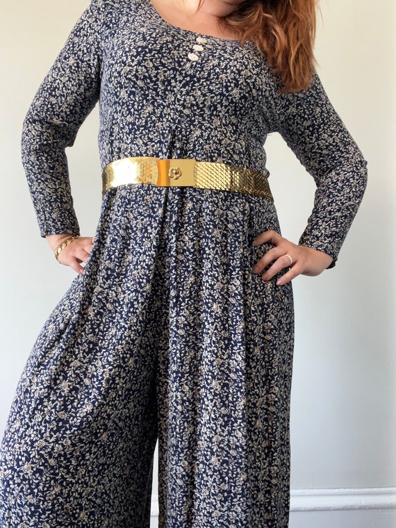 Vintage 90s Jumpsuit, Fall Style, Delicate Floral 