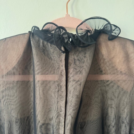 1970s Travilla Pleated Midi Dress, Black Lace, Hi… - image 9