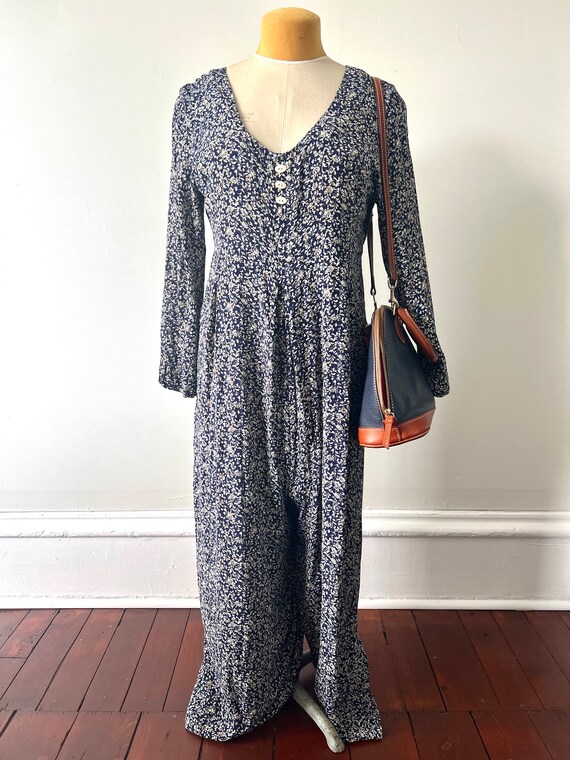 Vintage 90s Jumpsuit, Fall Style, Delicate Floral… - image 3