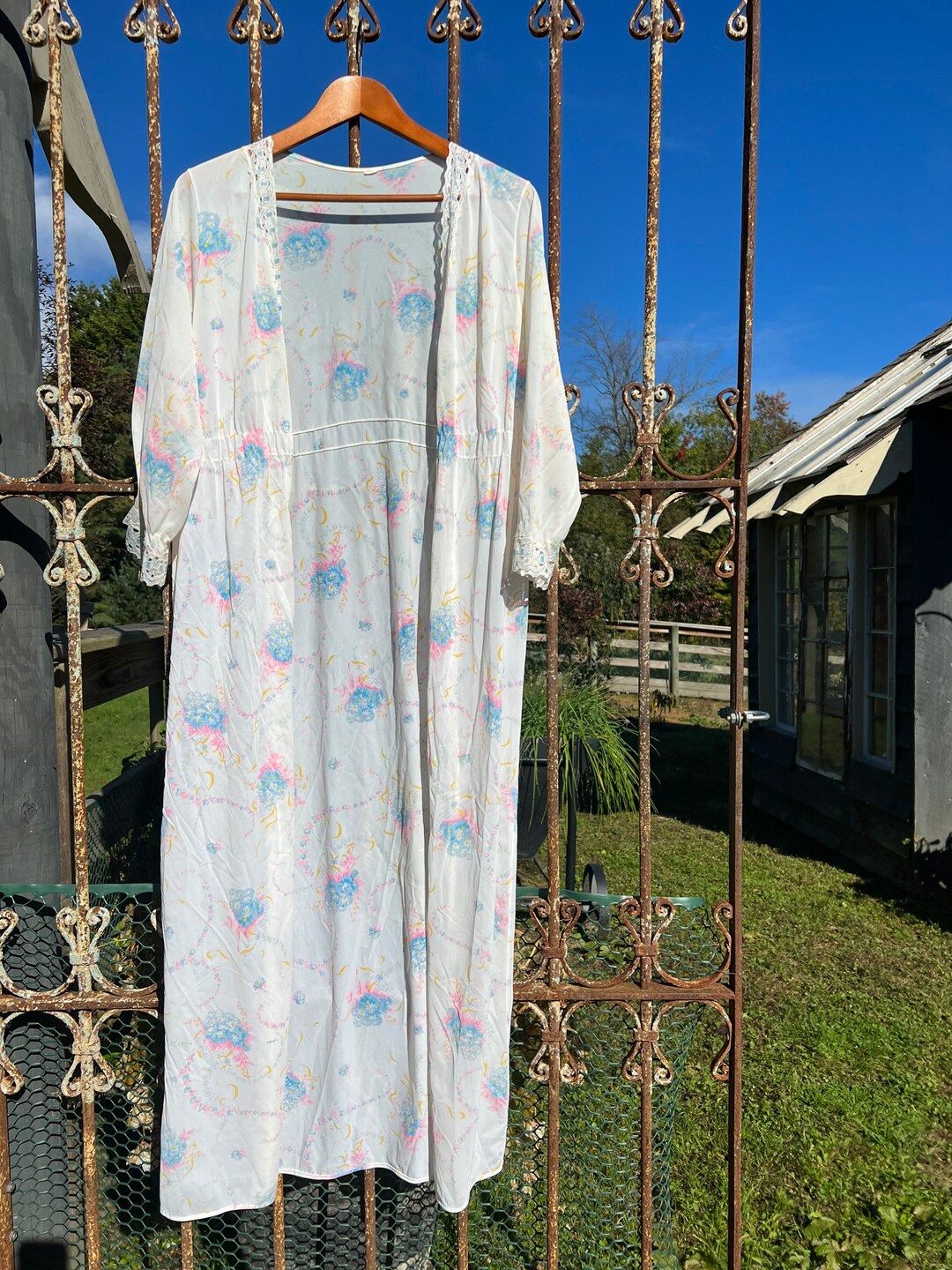 Vintage Floral Robe Cute White Robe Romantic Nightwear Etsy