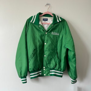 Activewear Bomber Jacket Vintage 70s 80s Lined Varsity Green