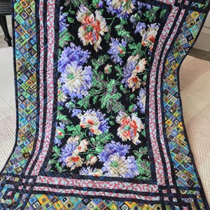 Art Deco Kaffe Throw Quilt 40&quot; x 59&quot;,  fabrics by Kaffe Fassett Collective, handmade
