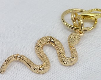 Snake keychain Gold slithering Serpent purse charm snake pendant on clip