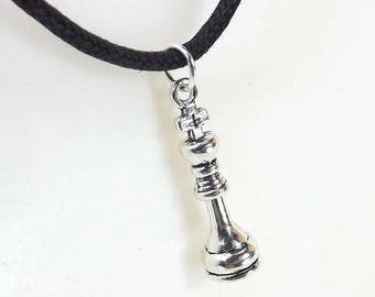 Chess Charm Jewelry Chess Gift for him gift for gamer Game Piece jewelry Chess piece King Necklace