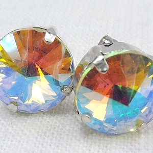 Large Stud earrings AB crystal post earrings Rhinestone jewelry sparkle earrings