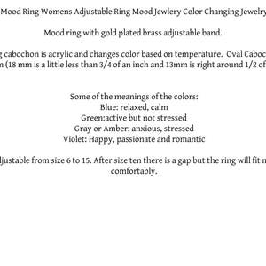 Mood Ring Gold Color Band gift for her image 6