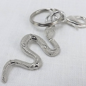 Snake keychain Silver slithering Serpent purse charm snake pendant on clip
