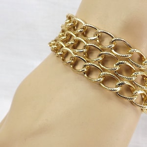 Chunky chain bracelet with 3 large link curb chains summer jewelry under 20 wide bracelet