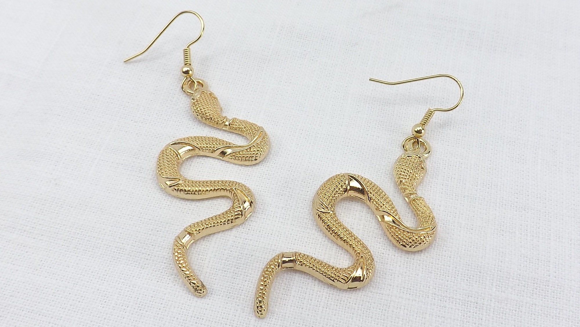 Long snake earrings dangle earrings serpent jewelry gold Etsy España