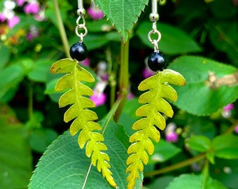 Fern Leaf Earrings | real cinnamon fern leaf dried and pressed | resin earrings | jewelry