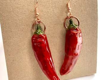 Hot Pepper Earrings | real dried peppers | resin earrings | jewelry