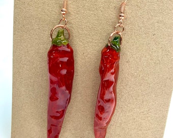Hot Pepper Earrings | real dried peppers | resin earrings | jewelry