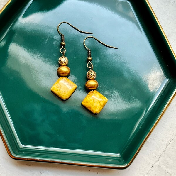 Goldenrod | Ceramic | Gold Bauble | Acrylic Pearl | Dark Yellow