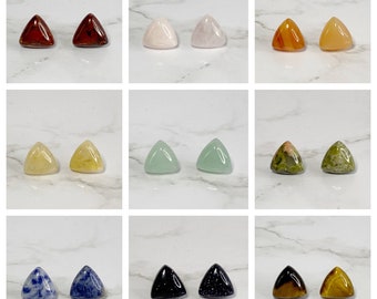 Petite Stone Studs | Various Gemstones | 10mm | Triangle | Natural Stone | Small