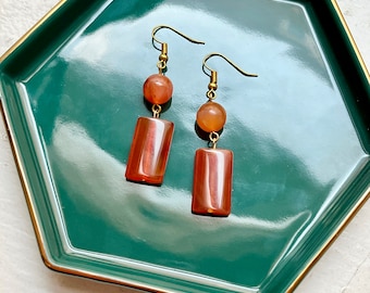 Carnelian and Sunstone Bead Earrings