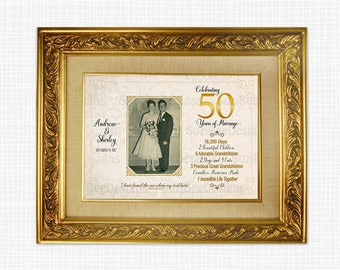 50th Anniversary Gift for Parents, Golden Anniversary With Photo Custom Design - Printable