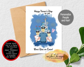 Magical Day Card, Best Dad, Theme Park Keepsake, Custom Personalized Gift, Amazing Kingdom Family Portrait, Digital Download